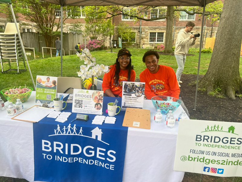 Director of Development Ray Bolton and Development Associate Maya Miller of Bridges to Independence at the Bunny Hop sponsored by Clarendon United Methodist Church, Arlington, Virginia